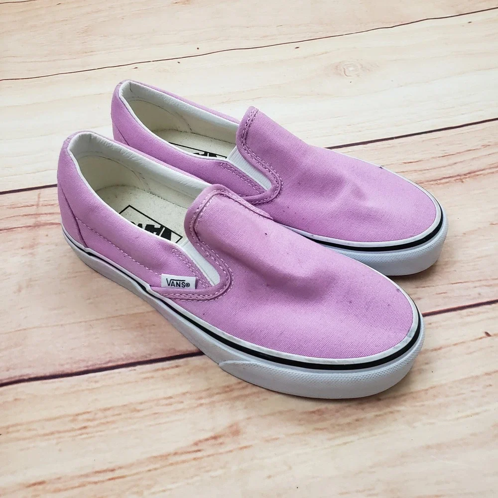 Vans Classic Slip On Shoes Womens 5 Purple‎ Pink Canvas Sneakers Mens 3.5 Skate